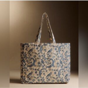 NEW Sézane x Antoinette Poisson Canvas Tote Bag in Blue Bird Print